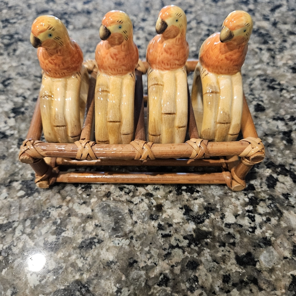 Source Unknown Parrot Napkin Holders - Orange and Brown